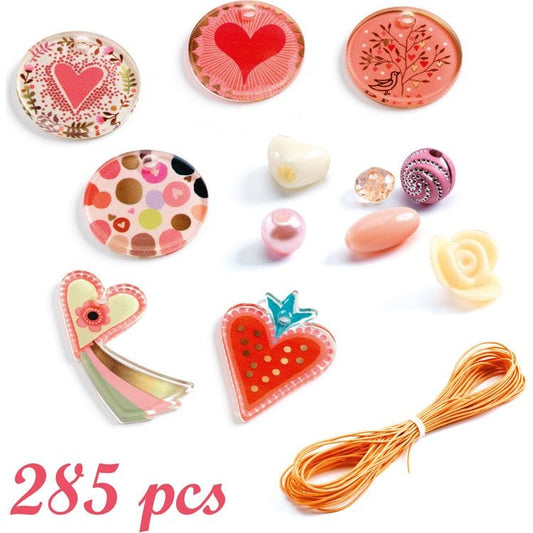 Djeco - Le Grand Artist Heart Jewelry Making Beads - Creativity