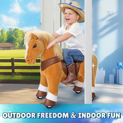 PonyCycle, Inc. - Light Brown Horse Model Y Ride on Toy - Age 3-4 Years - Preschool