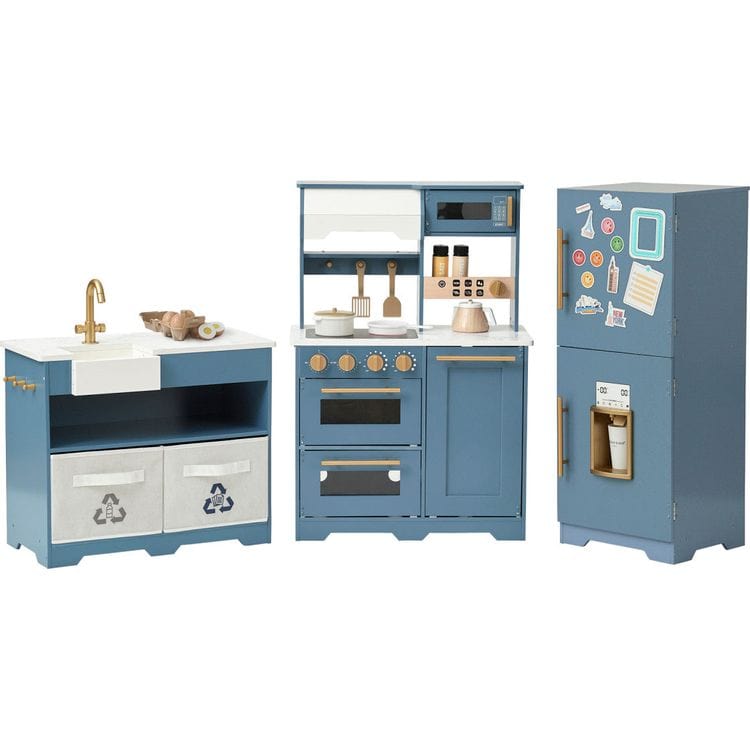Teamson Kids - Little Chef Atlanta Modular Play Kitchen - Blue/Gold - Preschool