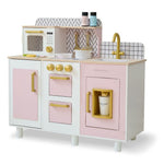 Teamson Kids - Little Chef Hampton Wooden Play Kitchen with Ice Dispenser & Sink - Pink - Preschool
