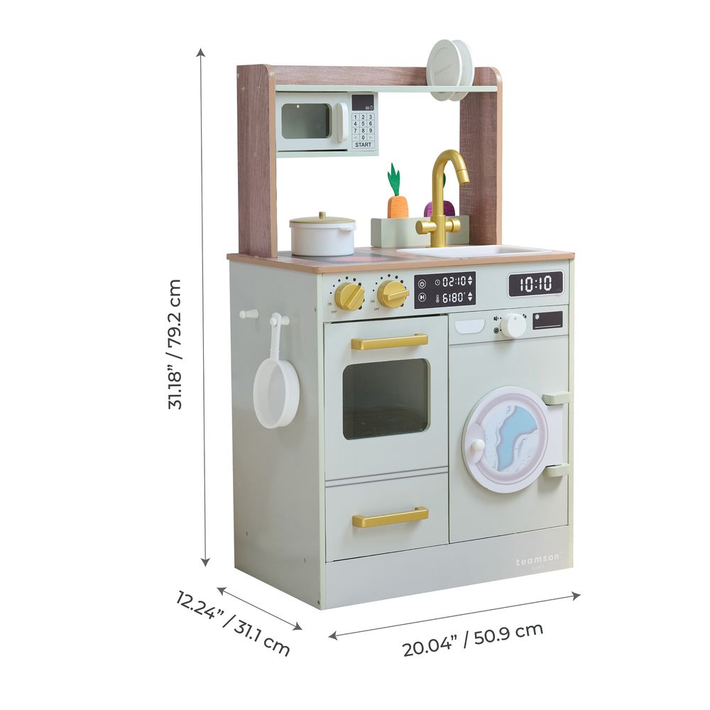 Teamson Kids - Little Chef Lake Tahoe Wooden Play Kitchen Washer & Mini Garden - Pink - Preschool