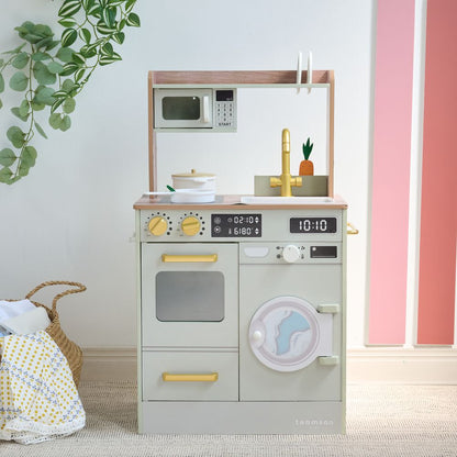 Teamson Kids - Little Chef Lake Tahoe Wooden Play Kitchen Washer & Mini Garden - Pink - Preschool