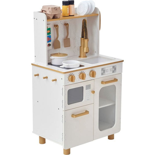 Teamson Kids - Little Chef Memphis Play Kitchen + Accessories - White/Gold - Preschool