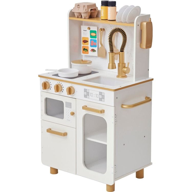 Teamson Kids - Little Chef Memphis Play Kitchen + Accessories - White/Gold - Preschool