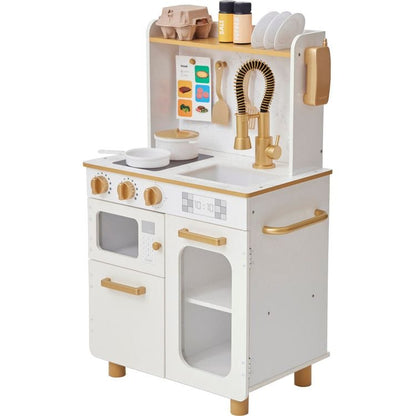 Teamson Kids - Little Chef Memphis Play Kitchen + Accessories - White/Gold - Preschool