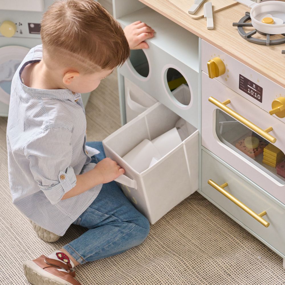 Teamson Kids - Little Chef Savannah Wooden Play Kitchen with 3 Modular Pieces - Light Blue - Preschool