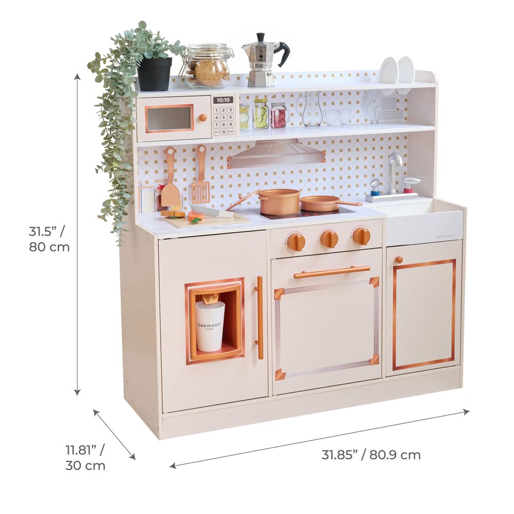 Teamson Kids - Little Chef St. Louis Wooden Play Kitchen with Sink & Ice Dispenser - Pink - Preschool