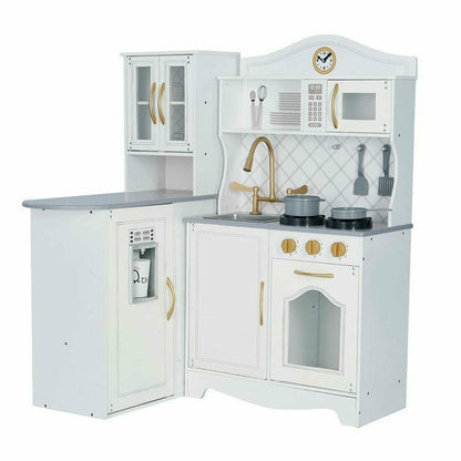 Teamson Kids - Little Chef Upper East Retro Play Kitchen - White / Gold - Preschool