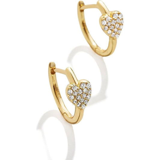 Minibar by BaubleBar - Little Hearts Big Feelings 18K Gold Kids' Hoop Earrings - Clear/Gold - Trend Accessories