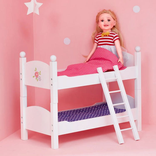 Teamson Kids - Little Princess 18" Doll Double Bunk Bed - Grey - Dolls
