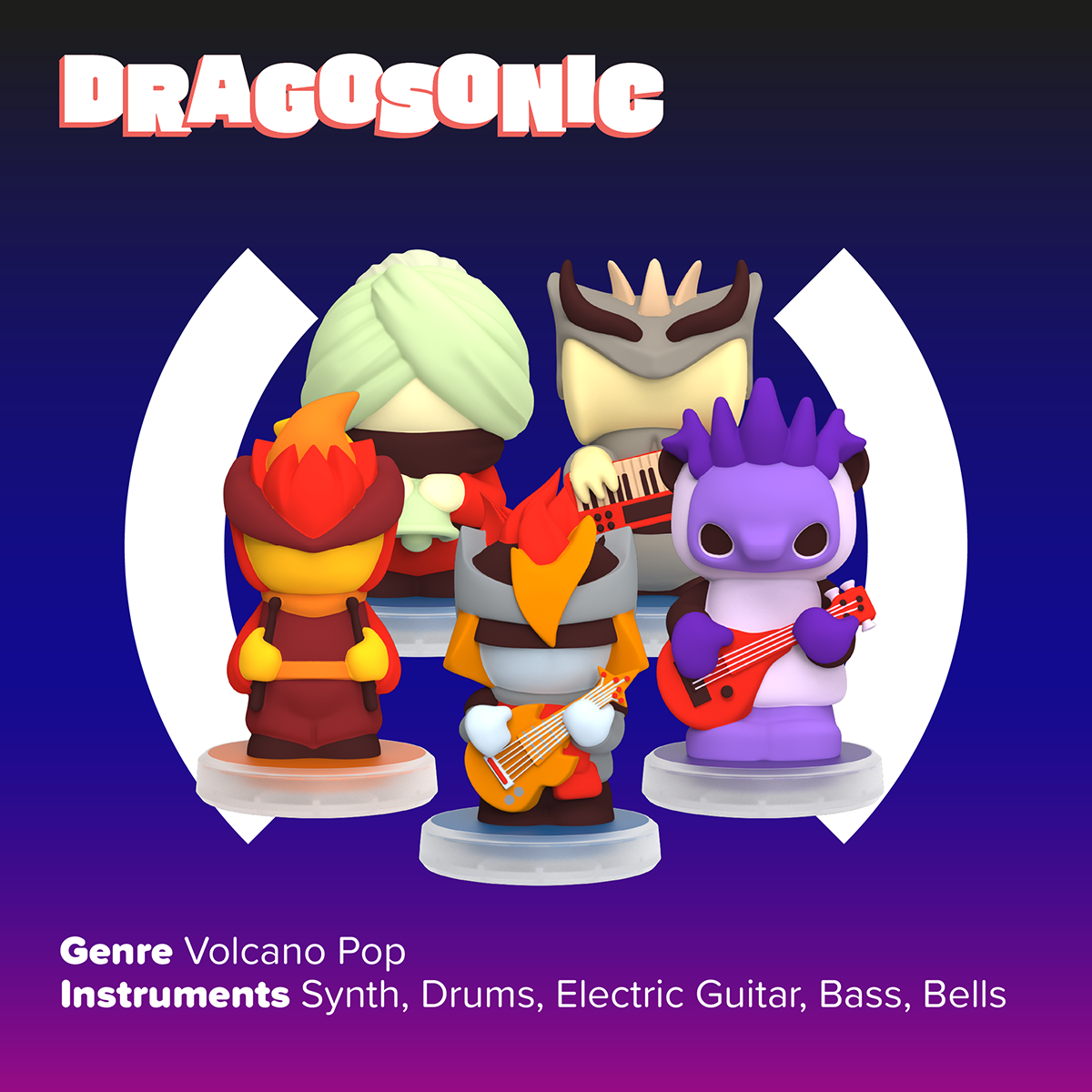 Loops Lab® - Loops Lab Dragosonic: 5 Figurines Volcano Pop Band - Electronics