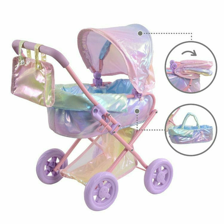 Teamson Kids - Magical Dreamland Baby Doll Stroller & Carrier Iridescent - Dolls