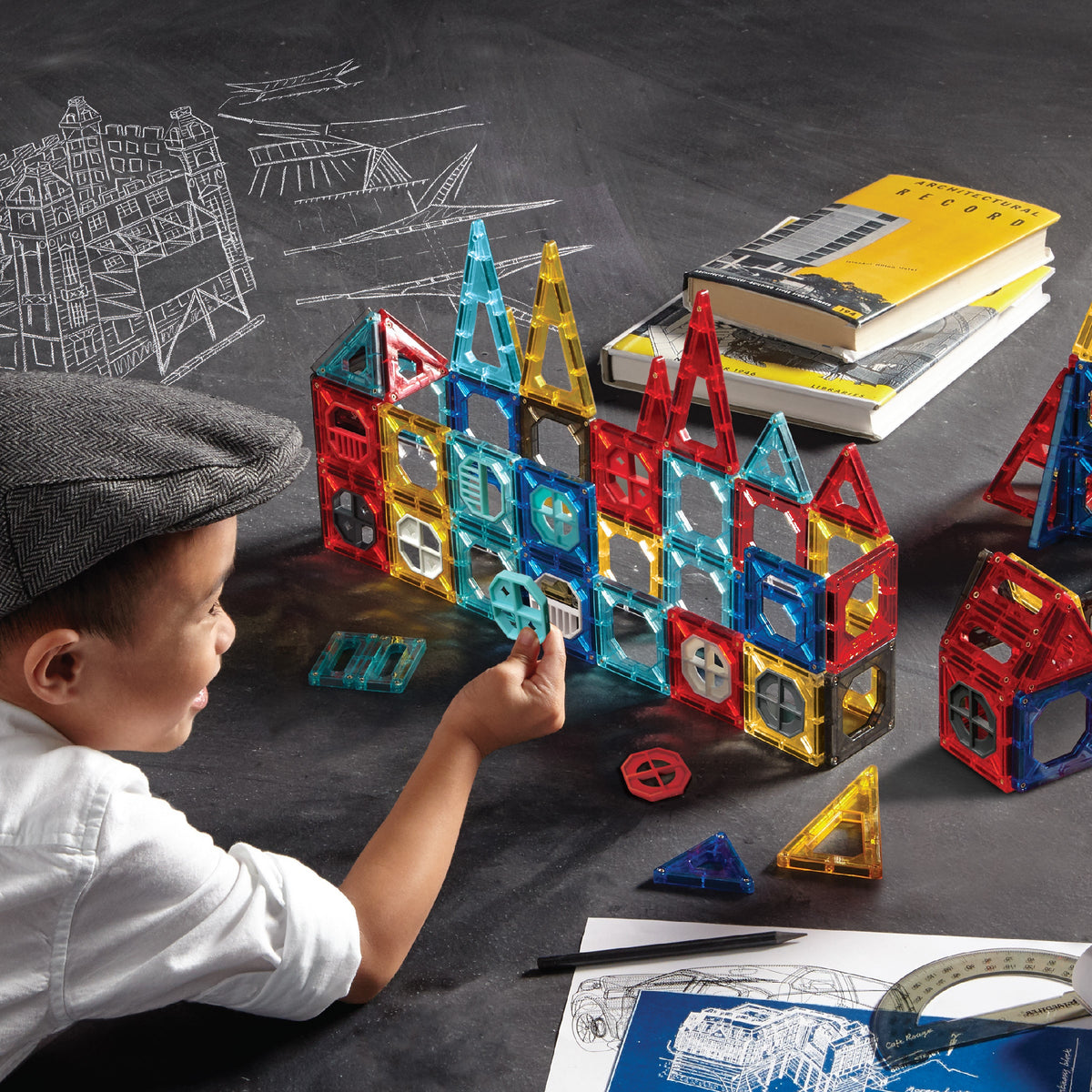FAO Schwarz - Magnetic Tile Set Custom Creation - 40 Pieces - Creativity