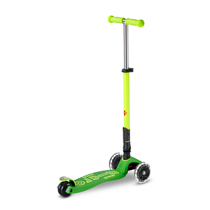 Micro Kickboard - Maxi Deluxe Foldable LED Neon Scooter - Parrot Green - Outdoor