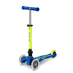 Micro Kickboard - Mini Deluxe Foldable LED Scooter - Neon Canary Yellow/Blue - Outdoor
