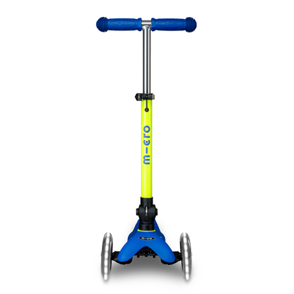 Micro Kickboard - Mini Deluxe Foldable LED Scooter - Neon Canary Yellow/Blue - Outdoor