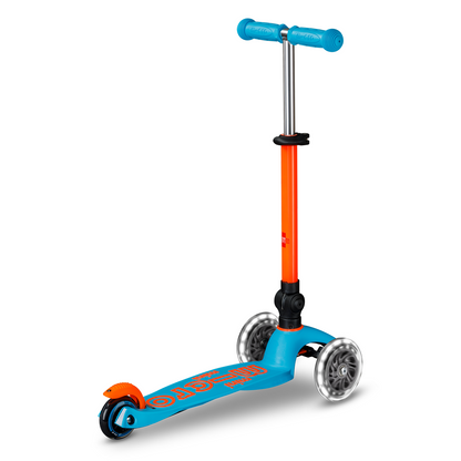 Micro Kickboard - Mini Deluxe Foldable LED Scooter - Neon Sunset Orange/Aqua - Outdoor