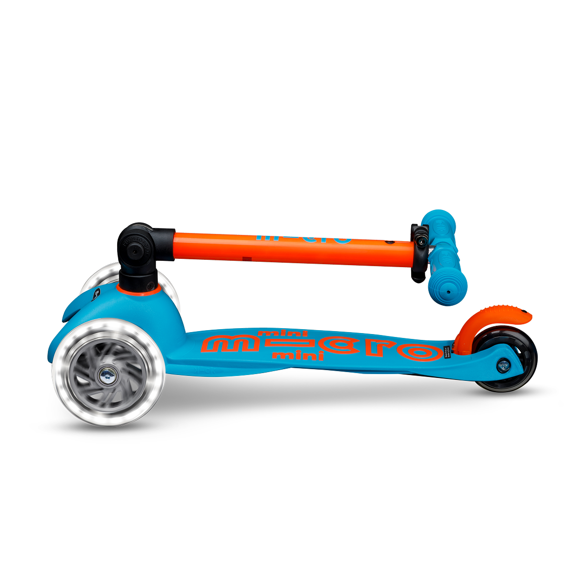 Micro Kickboard - Mini Deluxe Foldable LED Scooter - Neon Sunset Orange/Aqua - Outdoor