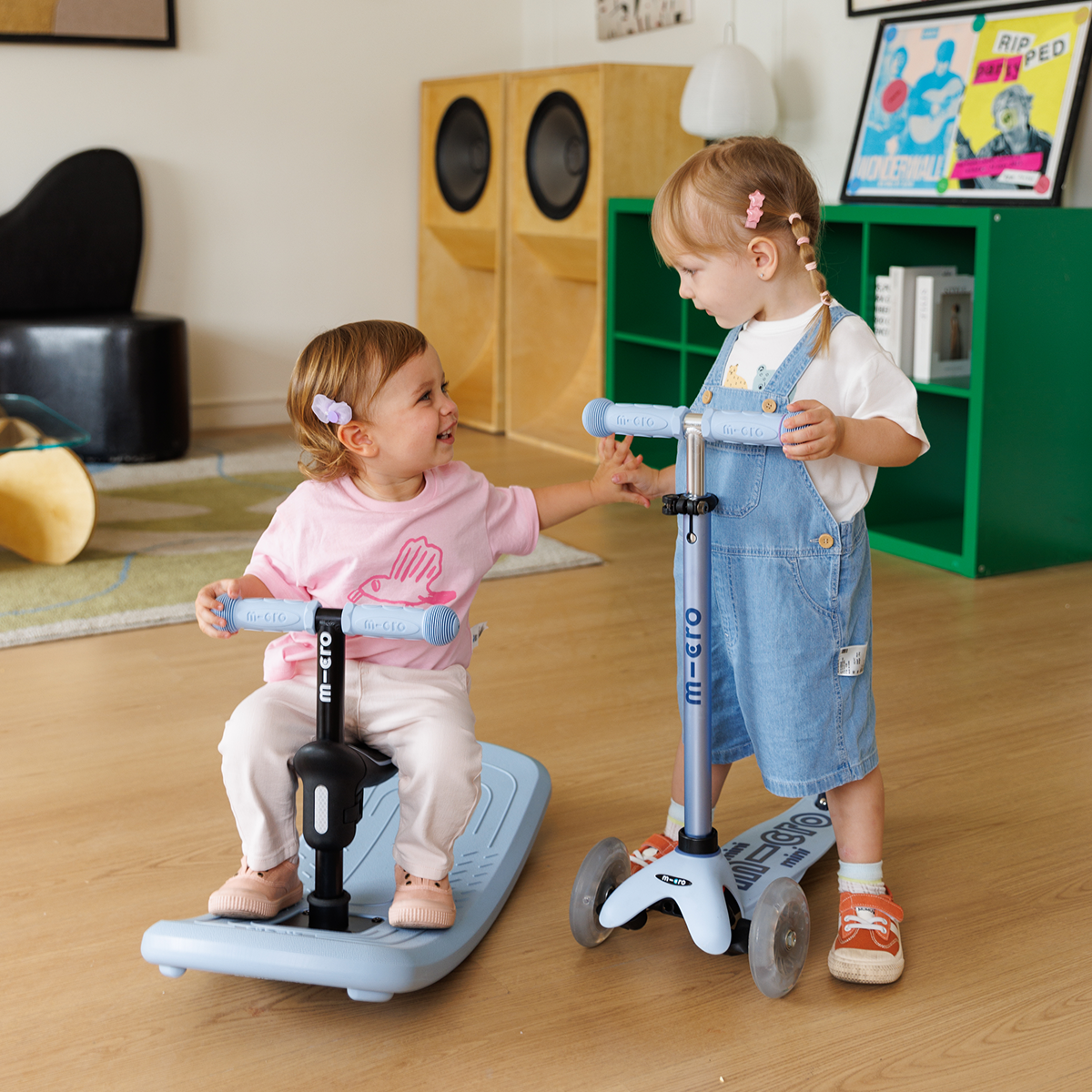 Micro Kickboard - Mini Deluxe Rock & Go LED Scooter - Ocean Slate - Outdoor