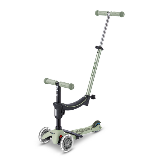 Micro Kickboard - Mini Deluxe Rock & Go LED Scooter - Olive Sage - Outdoor
