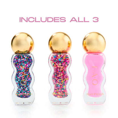 FAO Schwarz - Mini Mani Nail Polish 3 Pack for Kids - Fashion Activity and Roleplay