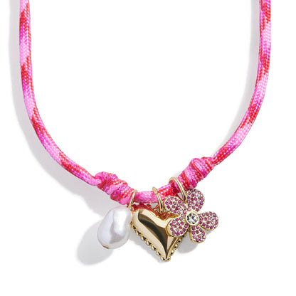 Minibar by BaubleBar - Minibar Paracord Necklace - Pink Hearts - Trend Accessories