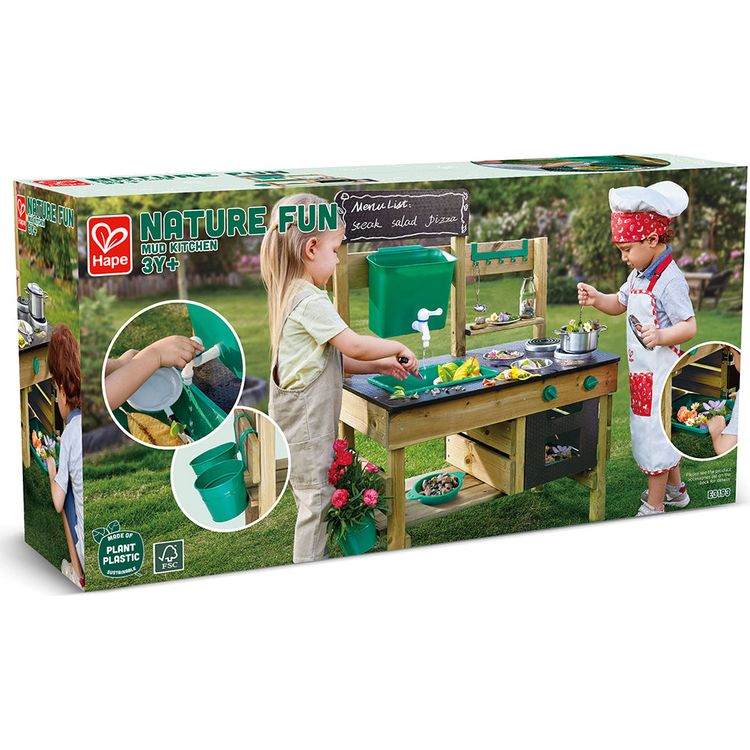 Hape - Mud Kitchen Wooden Toy Playset with Accessories - Preschool