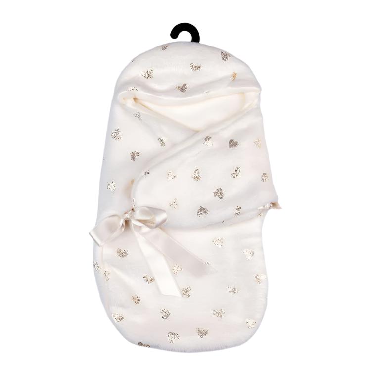 FAO Schwarz - My FAO Doll Swaddle - White With Gold Hearts - My FAO Doll