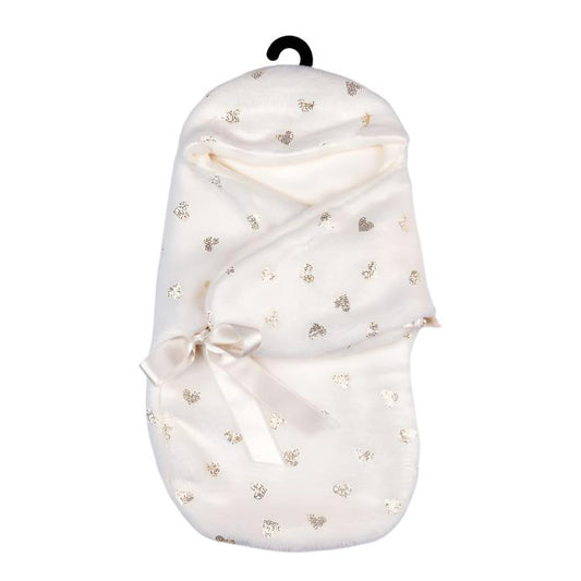 FAO Schwarz - My FAO Doll Swaddle - White With Gold Hearts - My FAO Doll