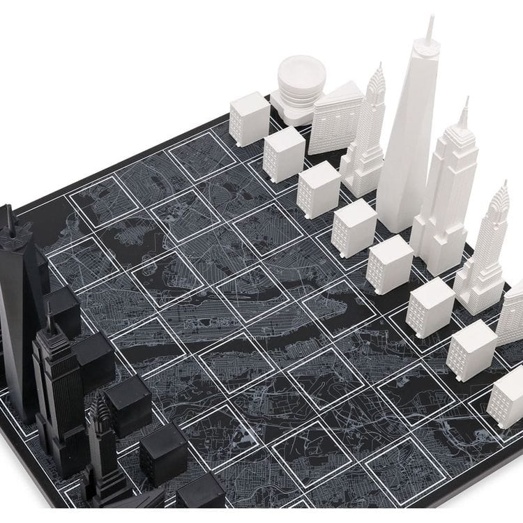 Skyline Chess - New York City Edition Acrylic Chess Set with Wood Map Board - Games
