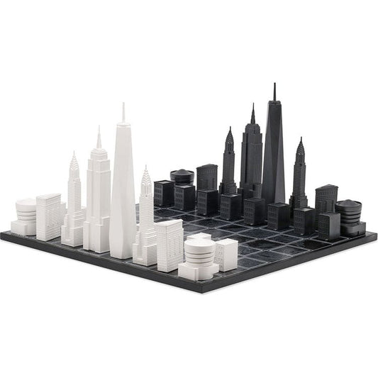 Skyline Chess - New York City Edition Acrylic Chess Set with Wood Map Board - Games