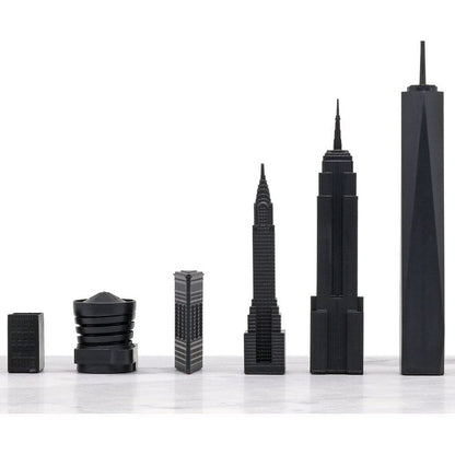 Skyline Chess - New York Versus Los Angeles Acrylic Chess Set with Black and White Wood Hatch Board - Games