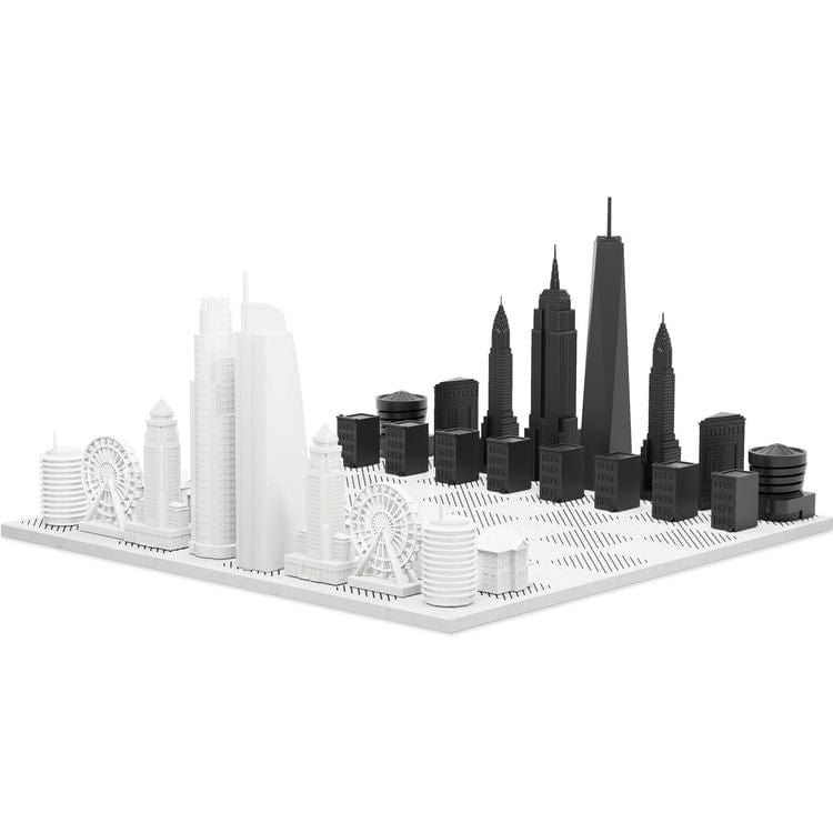 Skyline Chess - New York Versus Los Angeles Acrylic Chess Set with Marble Hatch Board - Games