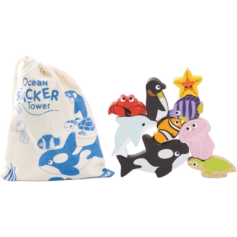 Le Toy Van - Ocean Life Stacking Animals & Bag - Infants