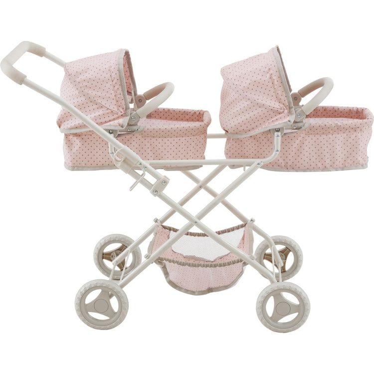 Teamson Kids - Olivia's Little World Polka Dot Princess Baby Doll Twin Bassinet Stroller - Dolls
