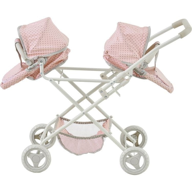 Teamson Kids - Olivia's Little World Polka Dot Princess Baby Doll Twin Bassinet Stroller - Dolls