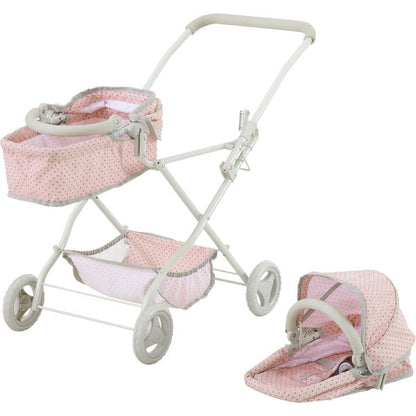 Teamson Kids - Olivia's Little World Polka Dot Princess Baby Doll Twin Bassinet Stroller - Dolls