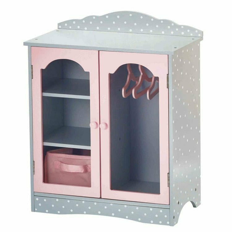Teamson Kids - Polka Dots Princess 18" Doll Closet w/ 3 Hangers - Dolls