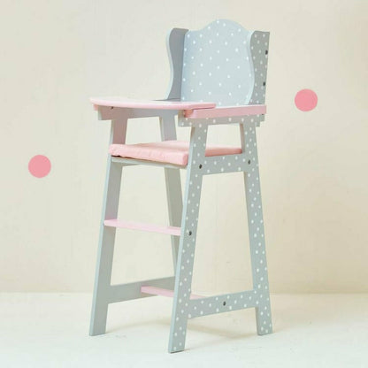 Teamson Kids - Polka Dots Princess Baby Doll High Chair - Grey - Dolls
