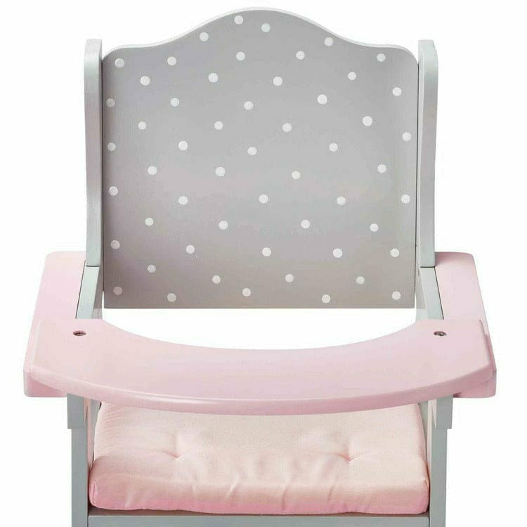 Teamson Kids - Polka Dots Princess Baby Doll High Chair - Grey - Dolls