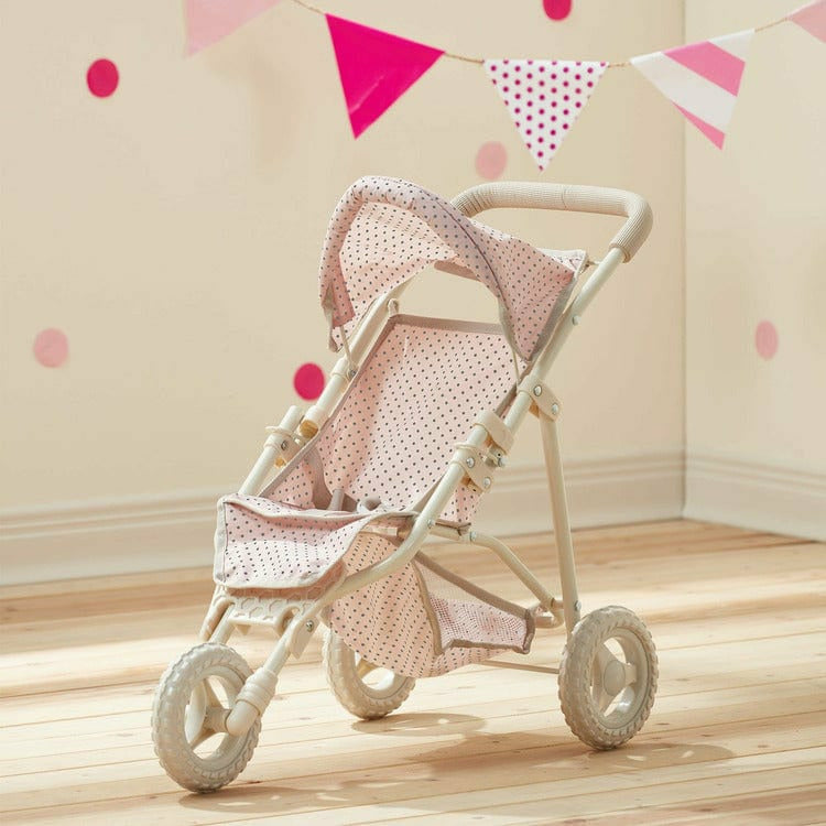 Teamson Kids - Polka Dots Princess Baby Doll Jogging Stroller - Pink - Dolls