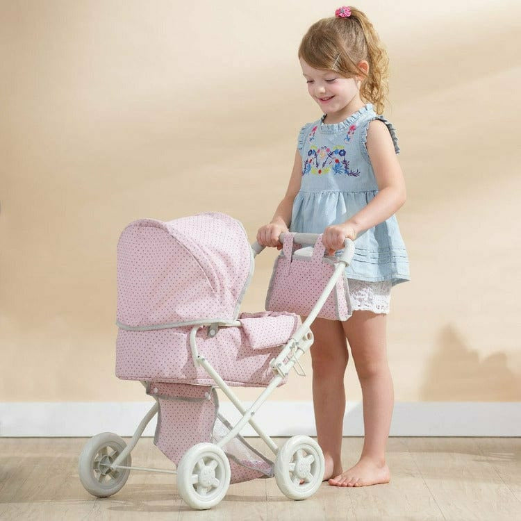 Teamson Kids - Polka Dots Princess Deluxe Baby Doll Stroller - Pink - Dolls