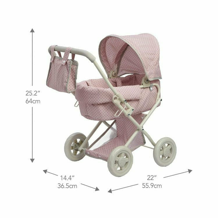 Teamson Kids - Polka Dots Princess Deluxe Baby Doll Stroller - Pink - Dolls