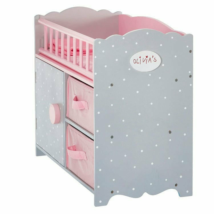 Teamson Kids - Princess Baby Doll Crib with Cabinet and Cubby - Dolls