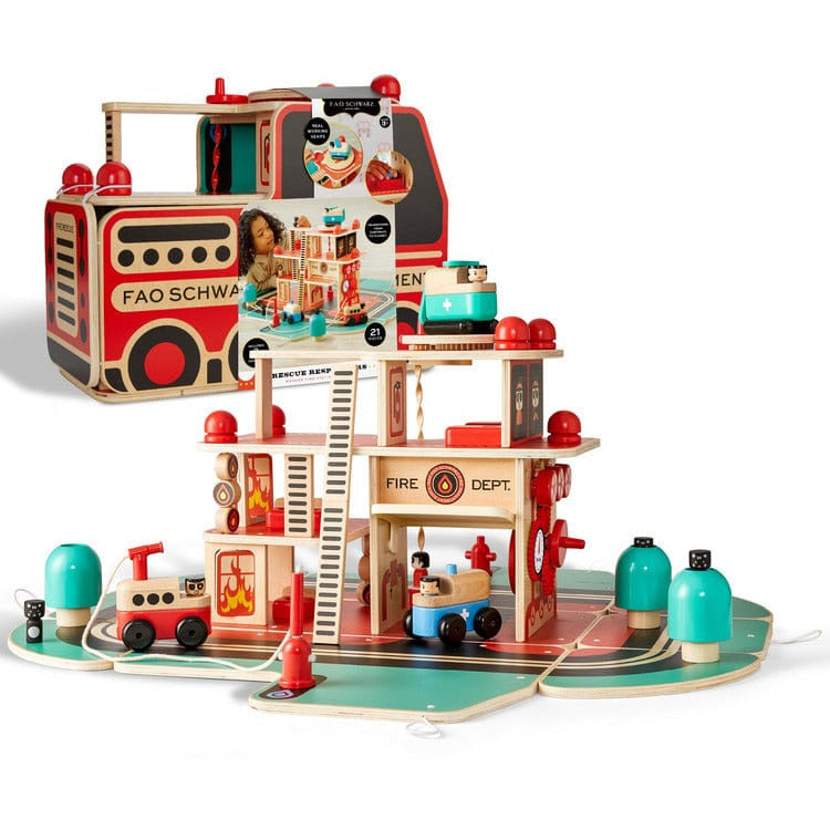 FAO Schwarz - Rescue Responders Wooden Fire Station Playset - Preschool