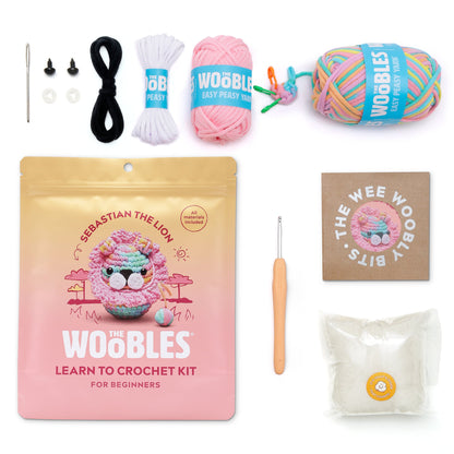 The Woobles - Sebastian the Lion – Pastel Learn to Crochet Kit - Creativity