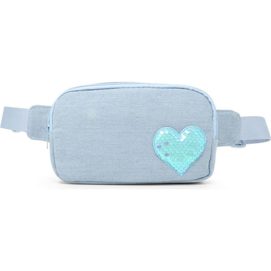 Zomi Gem - Sequin Heart Belt Bag for Kids - Blue (Denim) - Trend Accessories