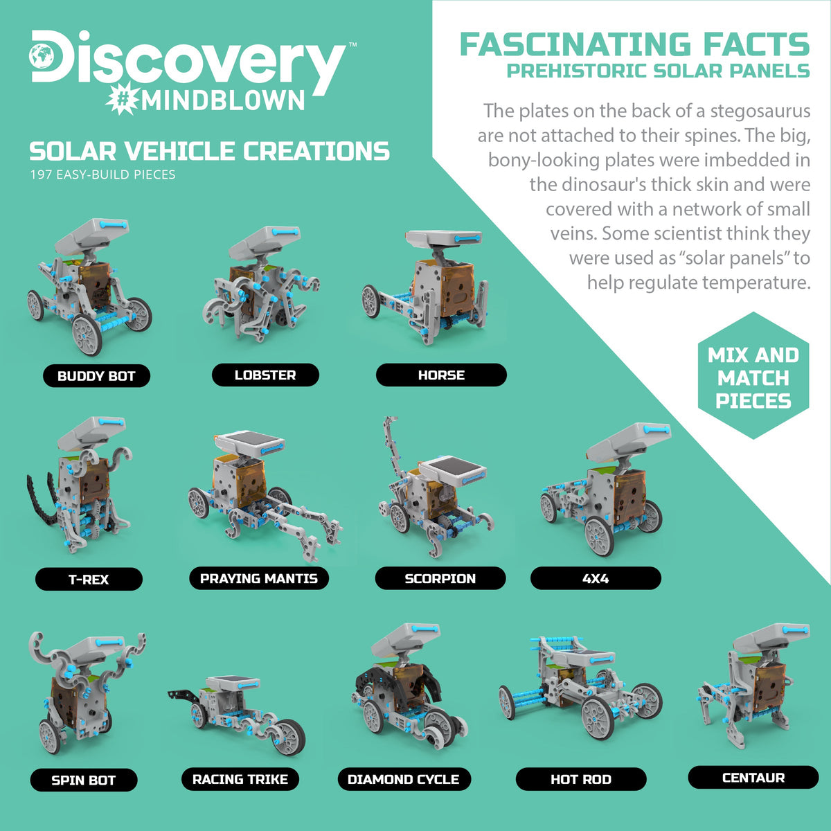 Discovery - Solar Vehicle Creation Easy-Build Kit - 197 Pieces - STEM