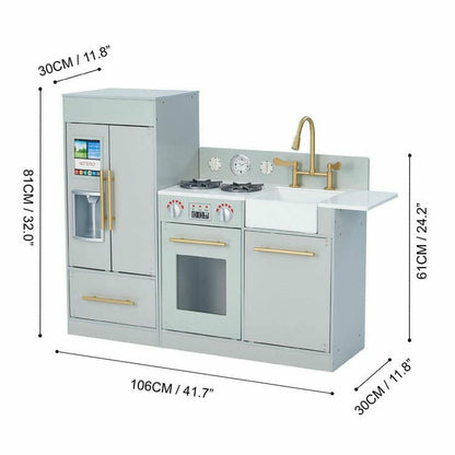 Teamson Kids - Teamson Kids Little Chef Charlotte Modern Modular Wooden Play Kitchen, Grey/Gold - Preschool