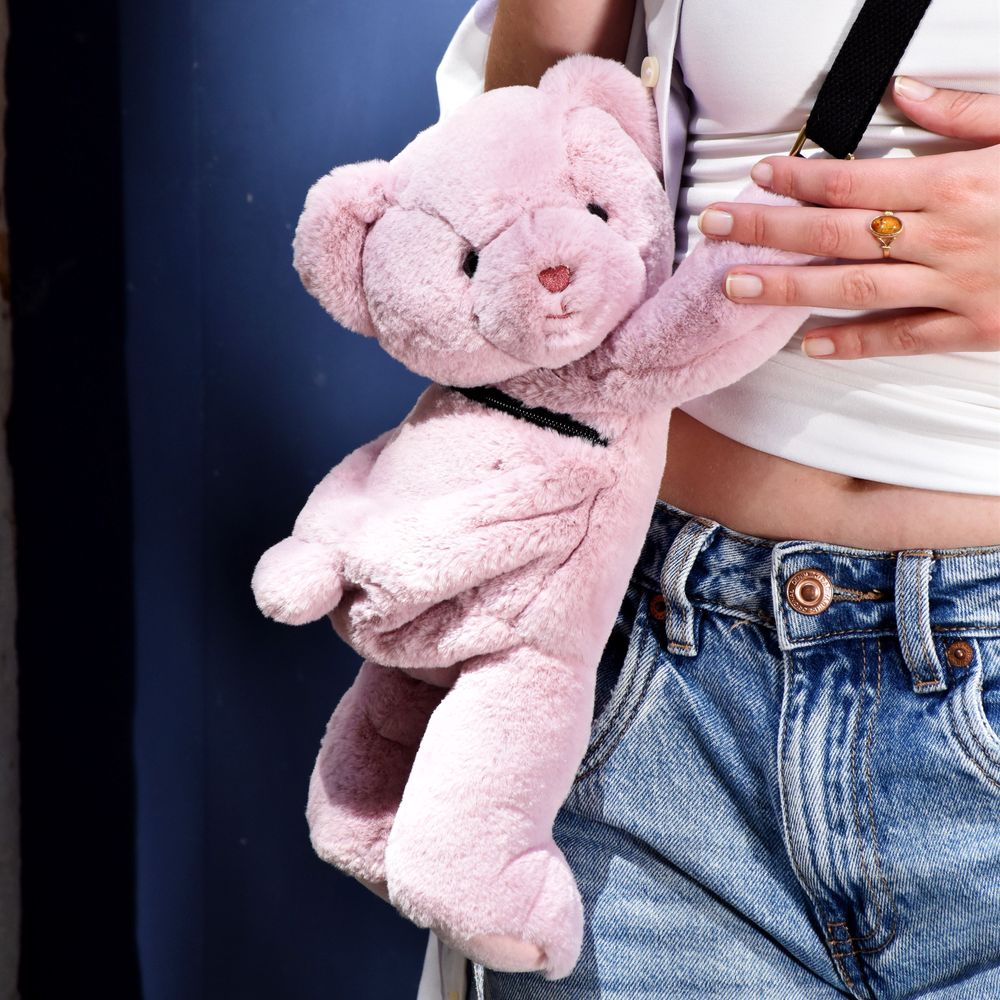 DouDou - Teddy Bear Plush Backpack - Rose - Plush